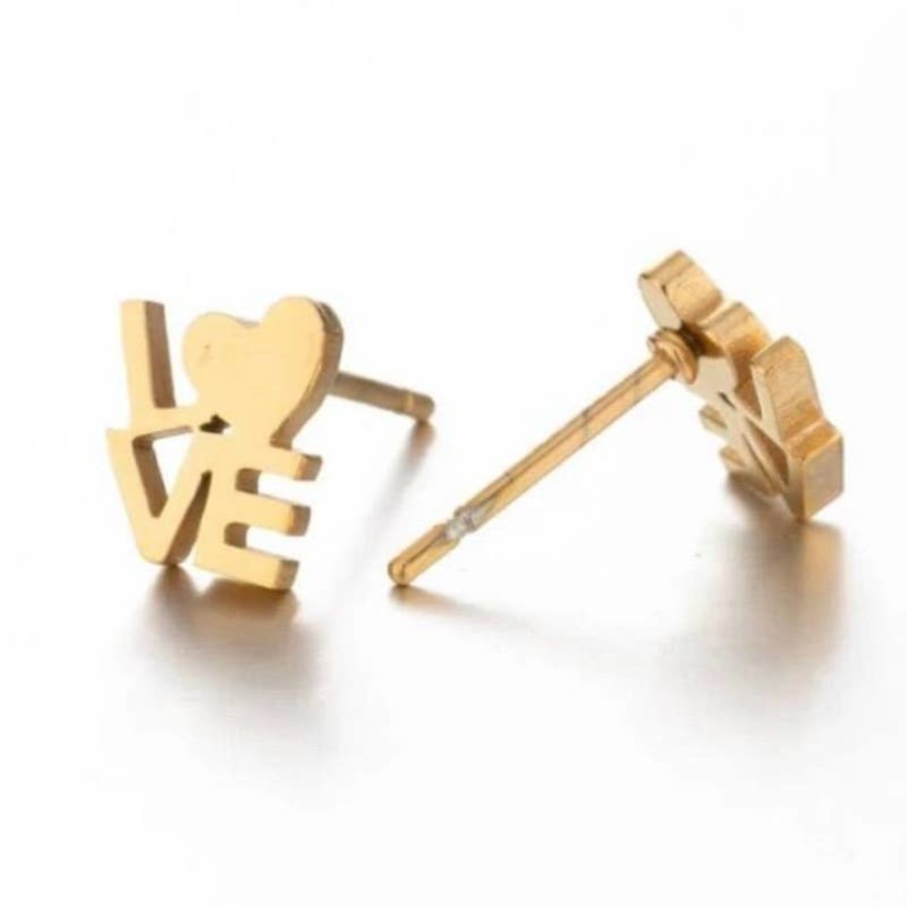 GOLD Love Heart Earring Pair